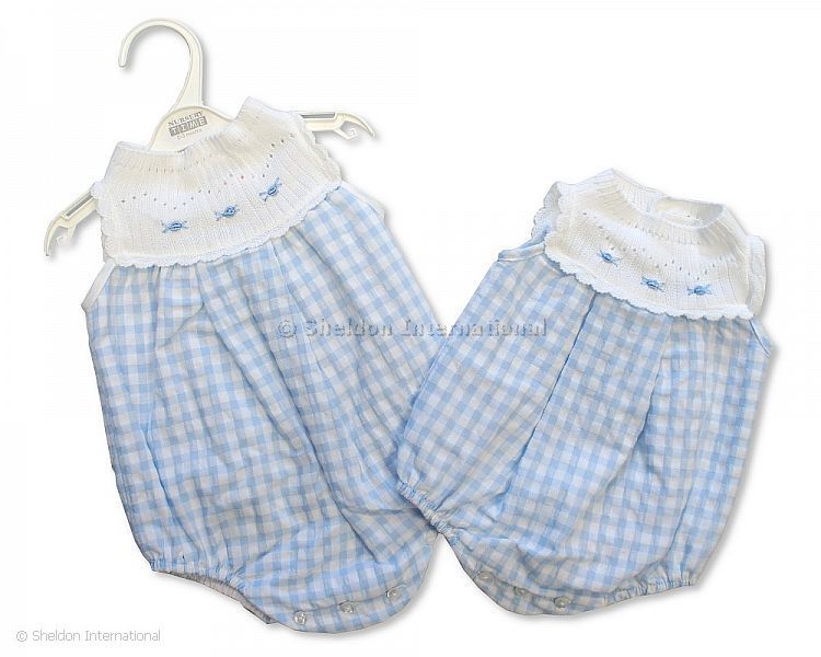 Baby Boys Check Romper With Knitted Top