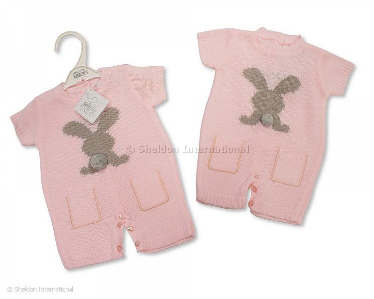 Knitted Baby Girls Romper - Rabbit