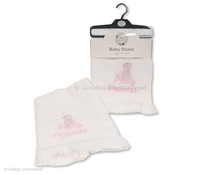 Baby Shawl With ' Pretty Princess' Embroidery