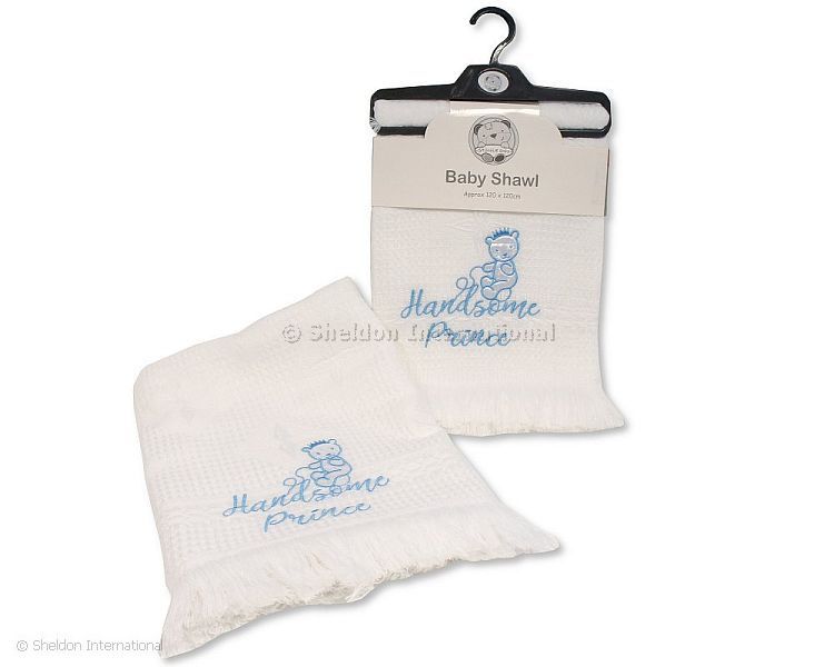 Baby Shawl With ' Handsome Prince' Embroidery