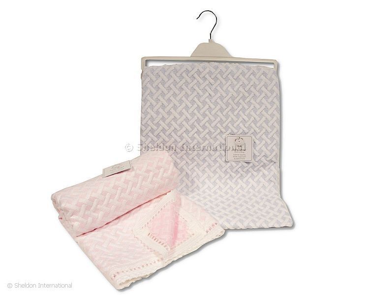 Baby Shawl With Braided Pattern And Lace Border