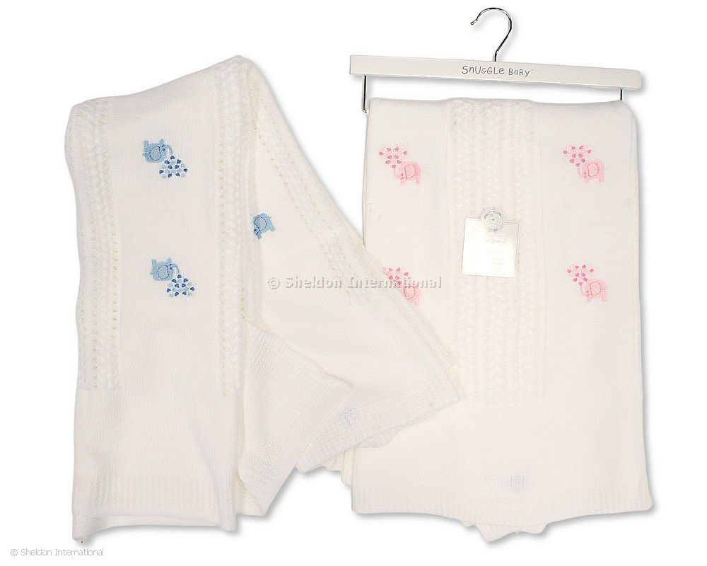 Baby Shawl With Embroidery On Hanger - Elephant