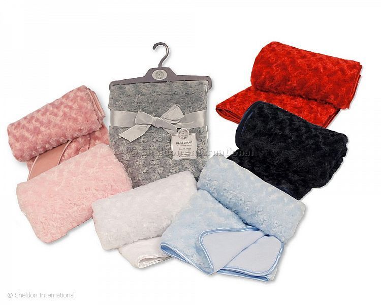 Baby Rosebud Wrap With Fleece Back And Satin Trim