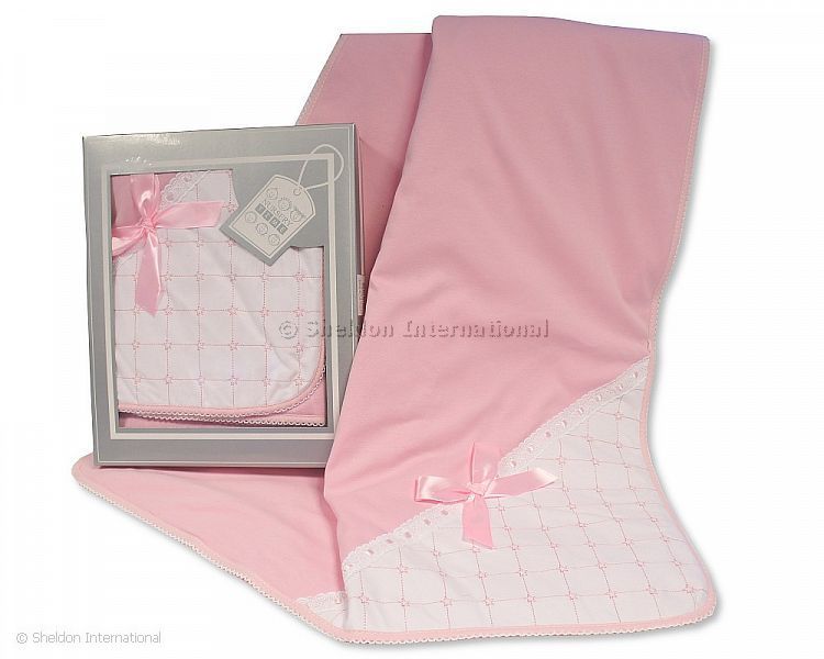 Baby Cotton Lace Wrap With Bow In Box