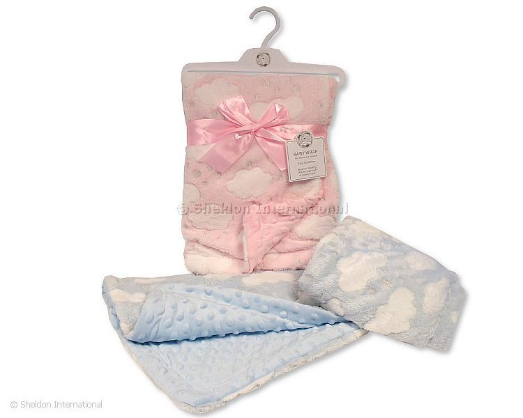 Baby Wrap Clouds/ Hearts With Velour Bubble Reverse