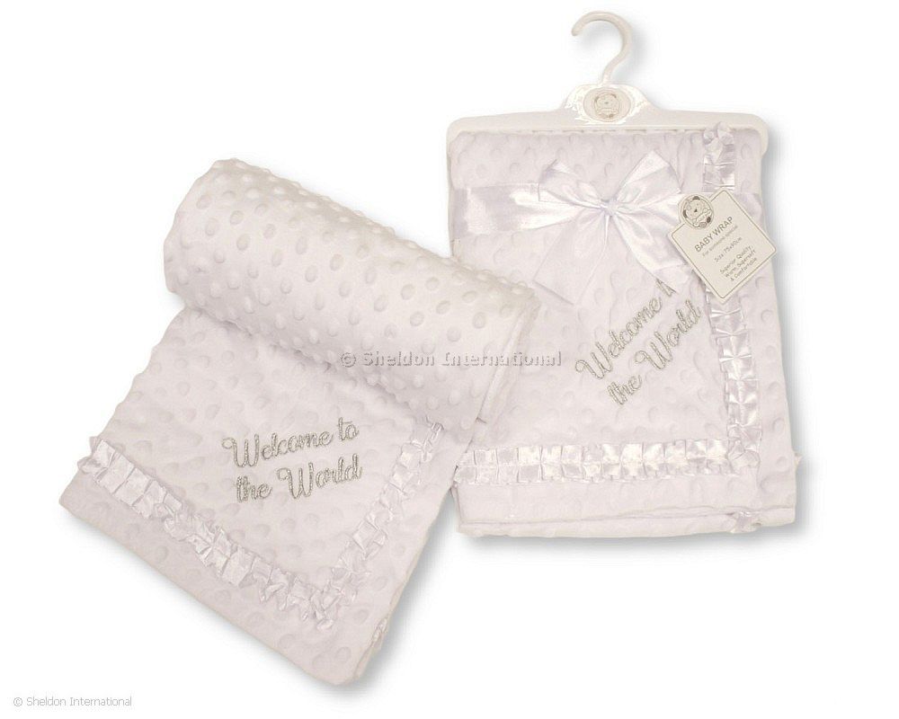 Baby Velour Bubble Wrap With Lace ' Welcome To The World'