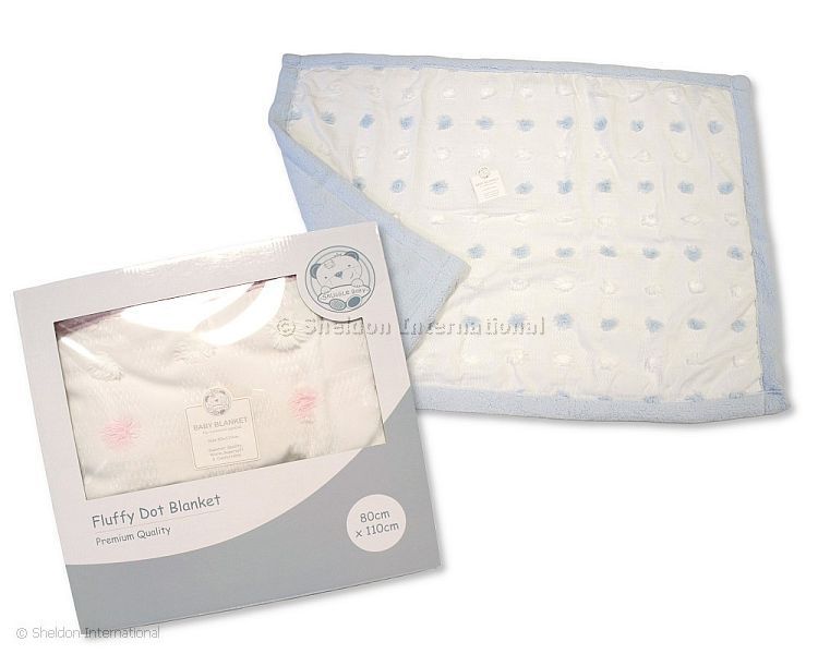 Fluffy Baby Pram Blanket with Dots in Box