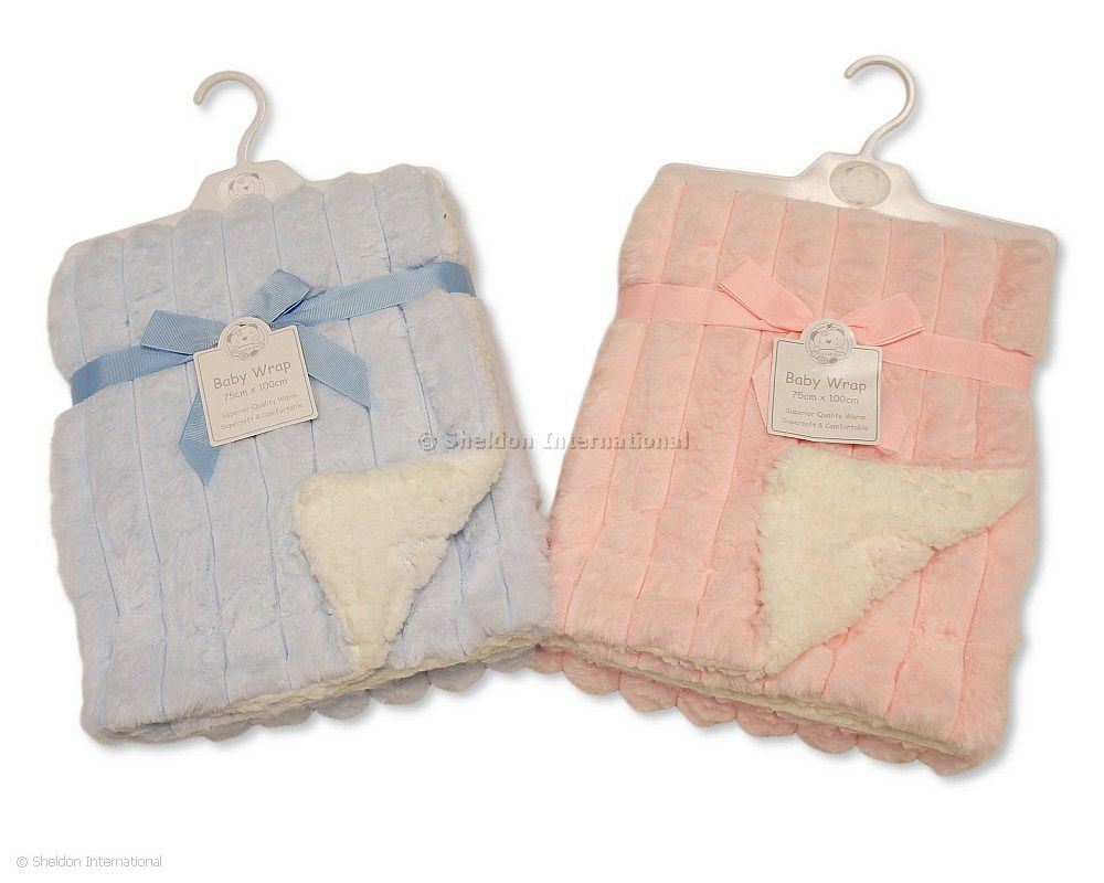 Baby Plush Fur Wrap - Pink And Sky