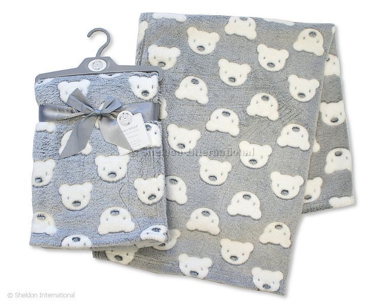 Printed Baby Wrap - Teddy - Grey