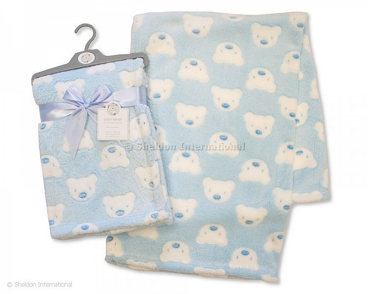 Printed Baby Wrap - Teddy - Sky