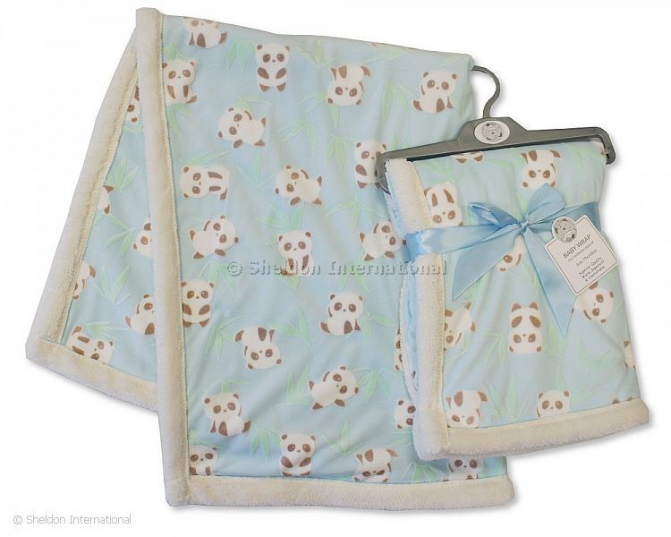 Printed Baby Wrap - Panda - Sky