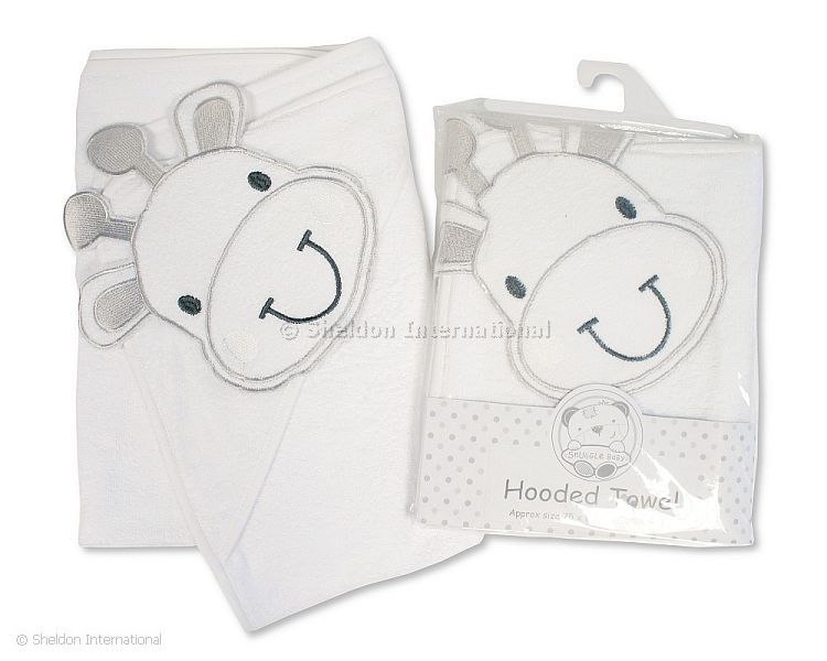 Baby Hooded Towel - Giraffe - White