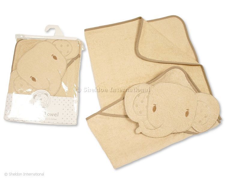 Baby 3D Hooded Towel - Elephant - Full Taupe