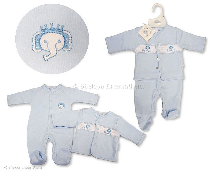 Baby Boys Velour 2 Pcs Set With Smocking - Prince