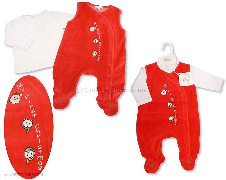 Baby Christmas Velour 2 Pcs Set - My First Christmas