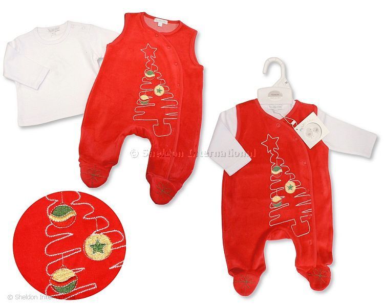 Baby Christmas Velour 2 Pcs Set - Christmas Tree