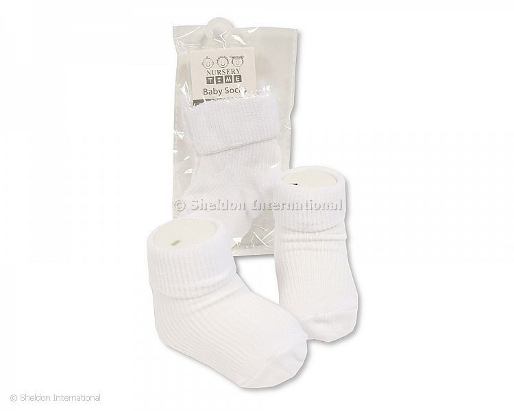 Baby Roll Over Socks - White