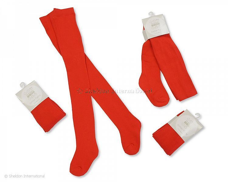 Baby Cotton Tights - Red
