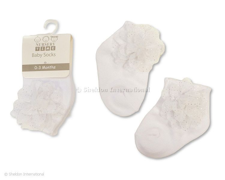 Baby Socks With Lace Flower