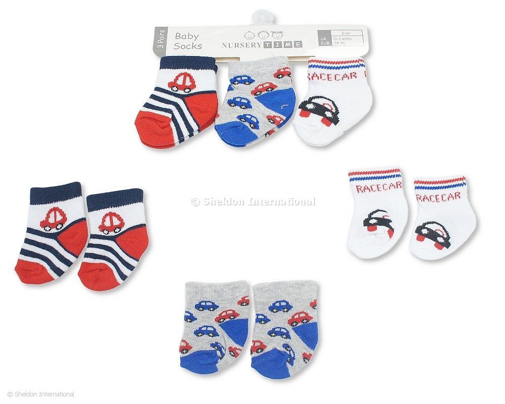 Baby Boys Socks 3-Pack - Race Car