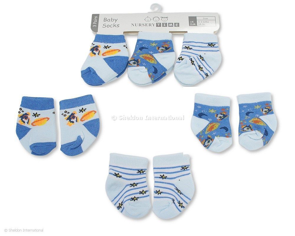 Baby Boys Socks 3-Pack - Space