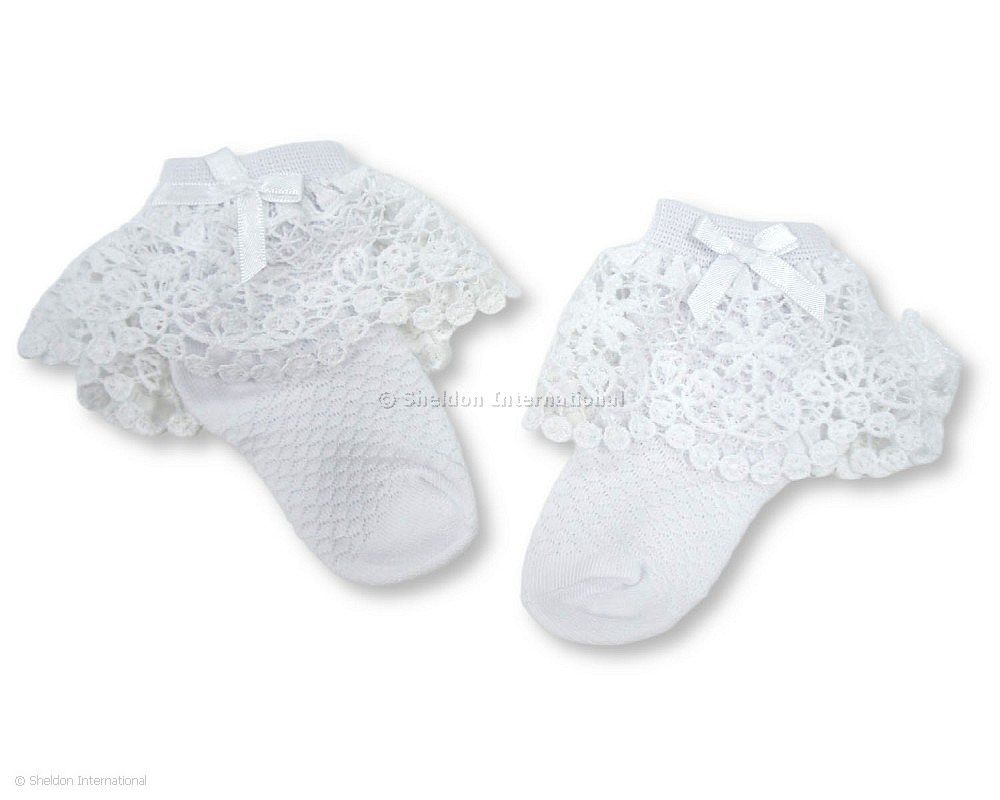 Baby Girls Socks With Cotton Lace And Bow