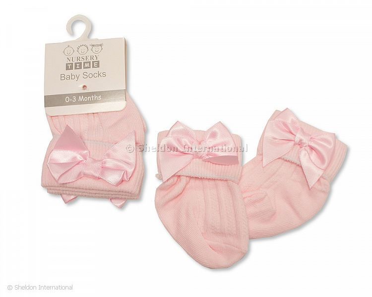 Baby Socks With Bow - Pink