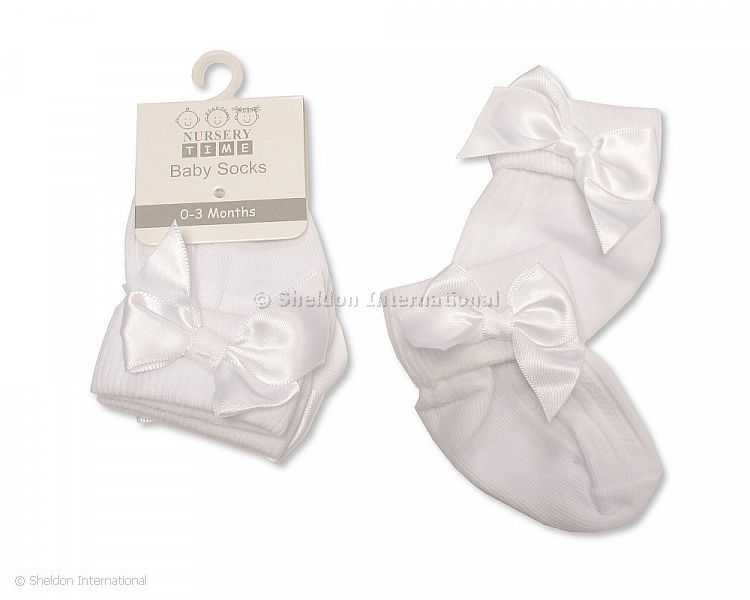 Baby Socks With Bow - White