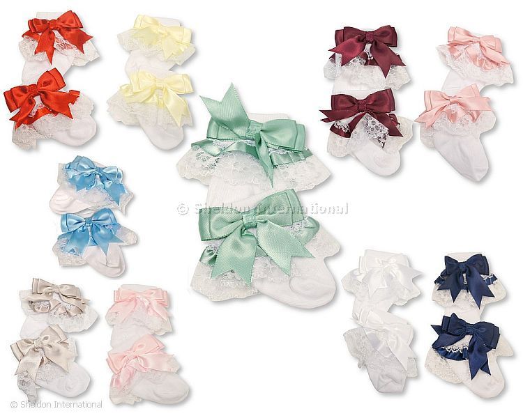 Baby Socks With Lace And Bow - 10 Colours