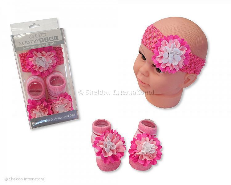 Baby Girls Socks And Headband Set - 0772