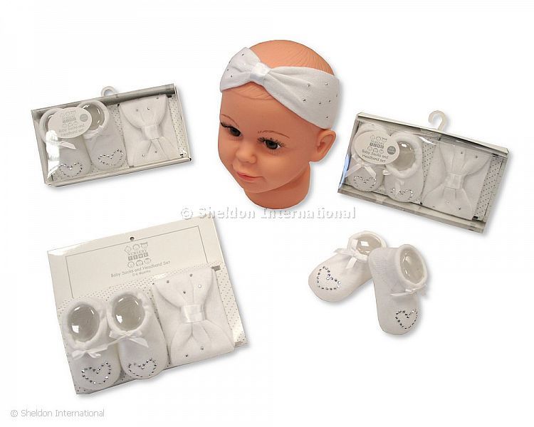Baby Socks And Headband Set - White