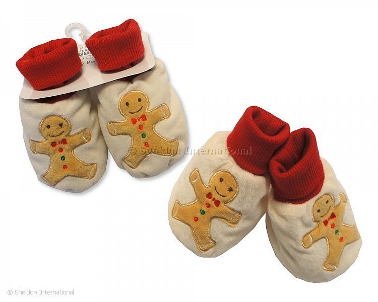 Baby Christmas Booties - Gingerbread Man