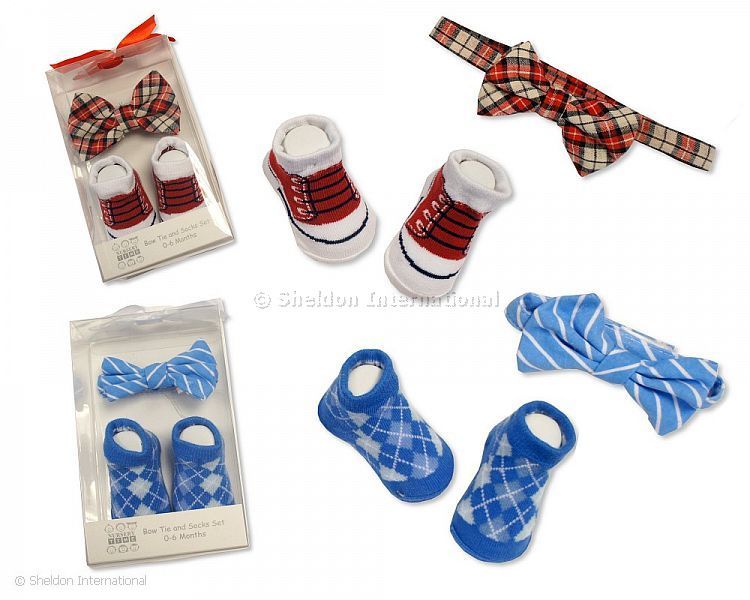 Baby Socks And Bow Tie Set In Box
