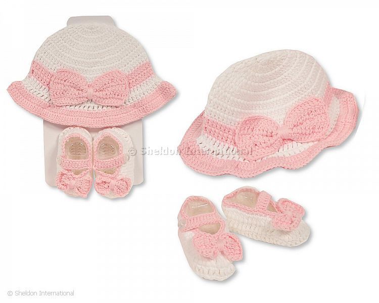Baby Hat And Booties Set - Girls