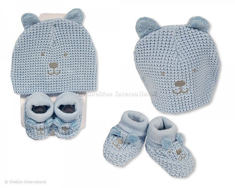 Baby Hat And Booties Set - Boys
