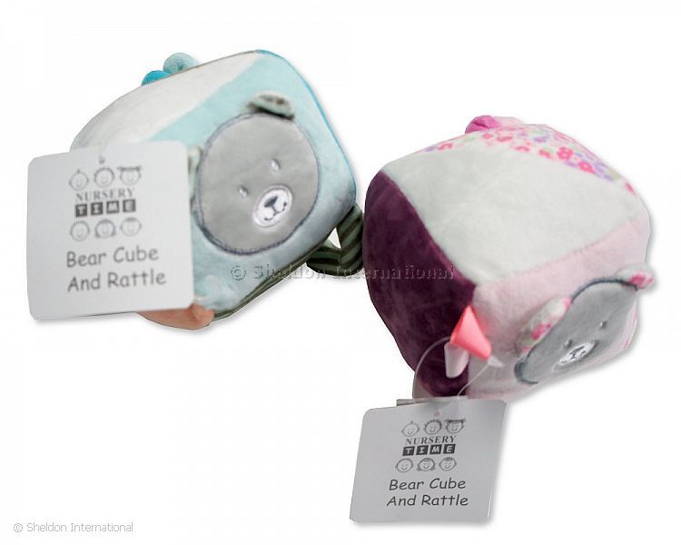 Baby Bear Cube With Mirror, Rattle And Crinkle Paper