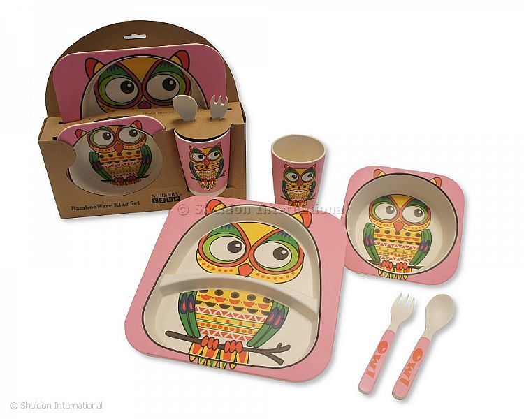 Baby 5 Pcs Bamboo Fibre Meal Set - Owl