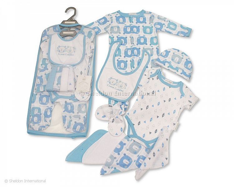 Baby Boys 9 Pcs Gift Set In Mesh Bag - I Love Cuddles