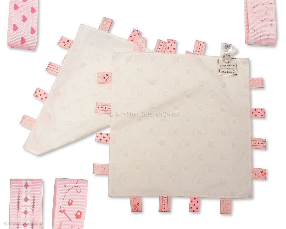 Star Embossed Baby Comforter with Tags - White - Girls