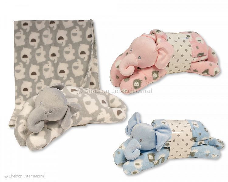 Large Elephant Plush Toy with Blanket