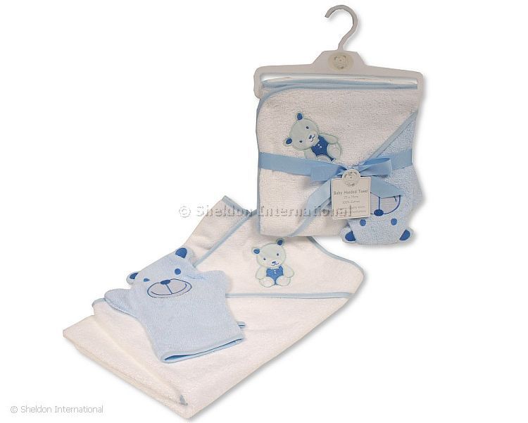 Baby Boys Hooded Towel And Wash Mitten Set