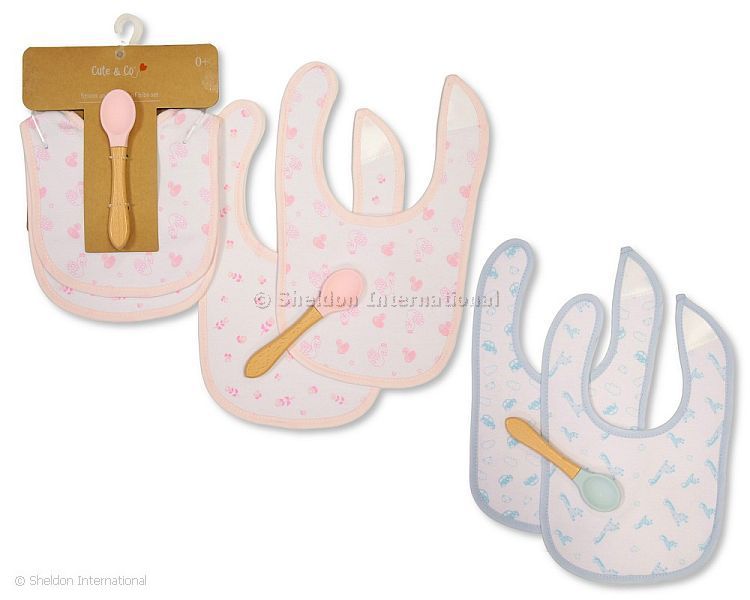Baby Spoon And 2 Bibs Set