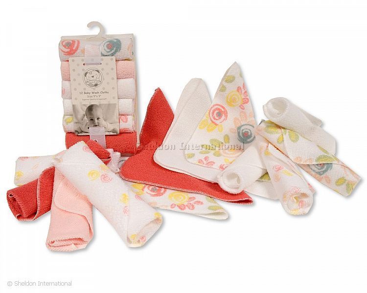 Baby Girl Wash Cloths - 12 Pack