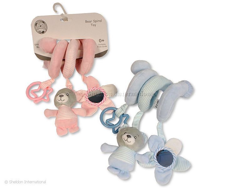 Baby Bear Spiral Toy With Rattle, Teether Rings And Mirror