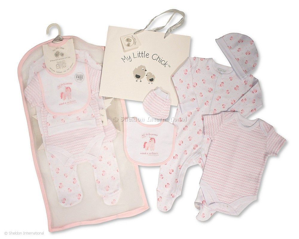 Baby Girls 5 Pcs Gift Set With Paper Gift Bag - Unicorn