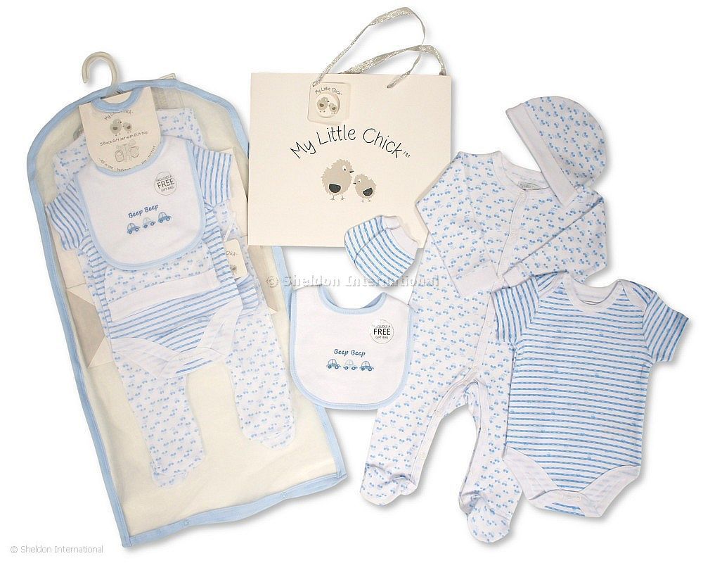 Baby Boys 5 Pcs Gift Set With Paper Gift Bag - Cars