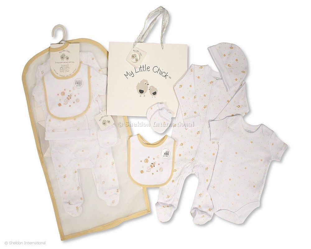 Baby 5 Pcs Gift Set With Paper Gift Bag - Space