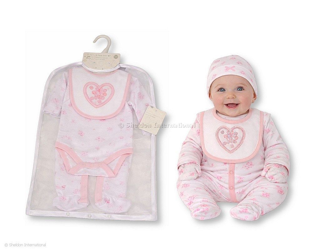 Baby Girls 5 Pcs Layette Gift Set - Flowers