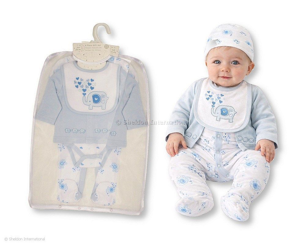 Baby Boys 6 Pcs Layette Gift Set - Elephant