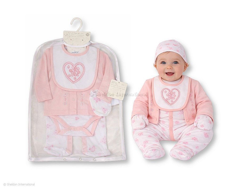Baby Girls 6 Pcs Layette Gift Set - Flowers